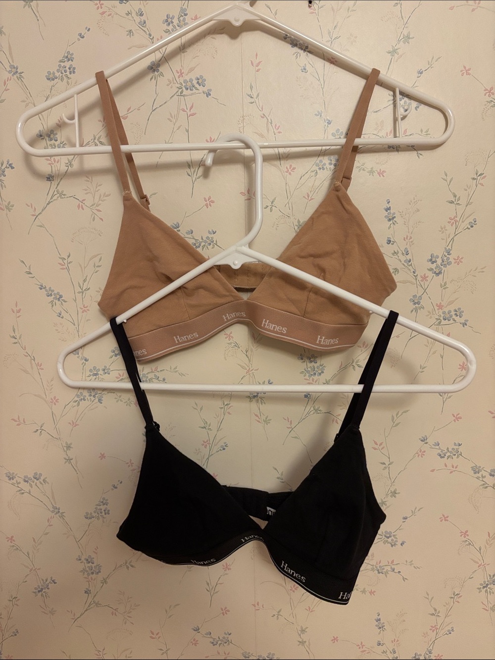 Hanes 2-Pack Wire-Free Bras in Black and Nude Brown